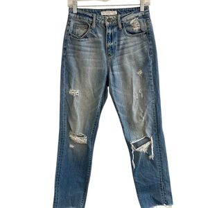 Hidden Jeans Womens Size 25 Denim Distressed Tapered Raw Hem Mid Rise